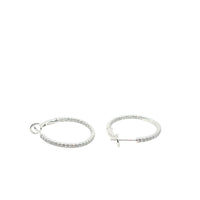 14K White Gold Inside Out Hoop Earrings Diamonds img3