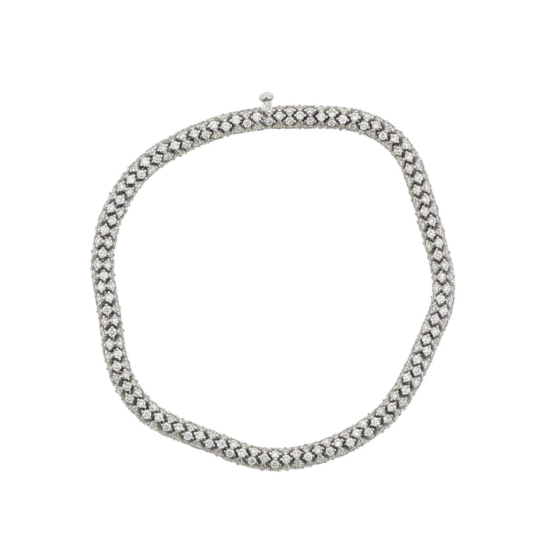 14K White Gold Pave Diamond Tennis Bracelet, 5.99 Carats