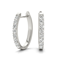 14K White Gold Small Diamond Hinged Hoop Earrings - Classic Glamour img1