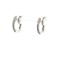 14K White Gold Small Diamond Hinged Hoop Earrings - Classic Glamour img2