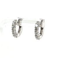 14K White Gold Small Diamond Hinged Hoop Earrings - Elegant Shine img2