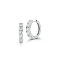 14K White Gold Small Diamond Hinged Hoop Earrings - Elegant Sparkle img1