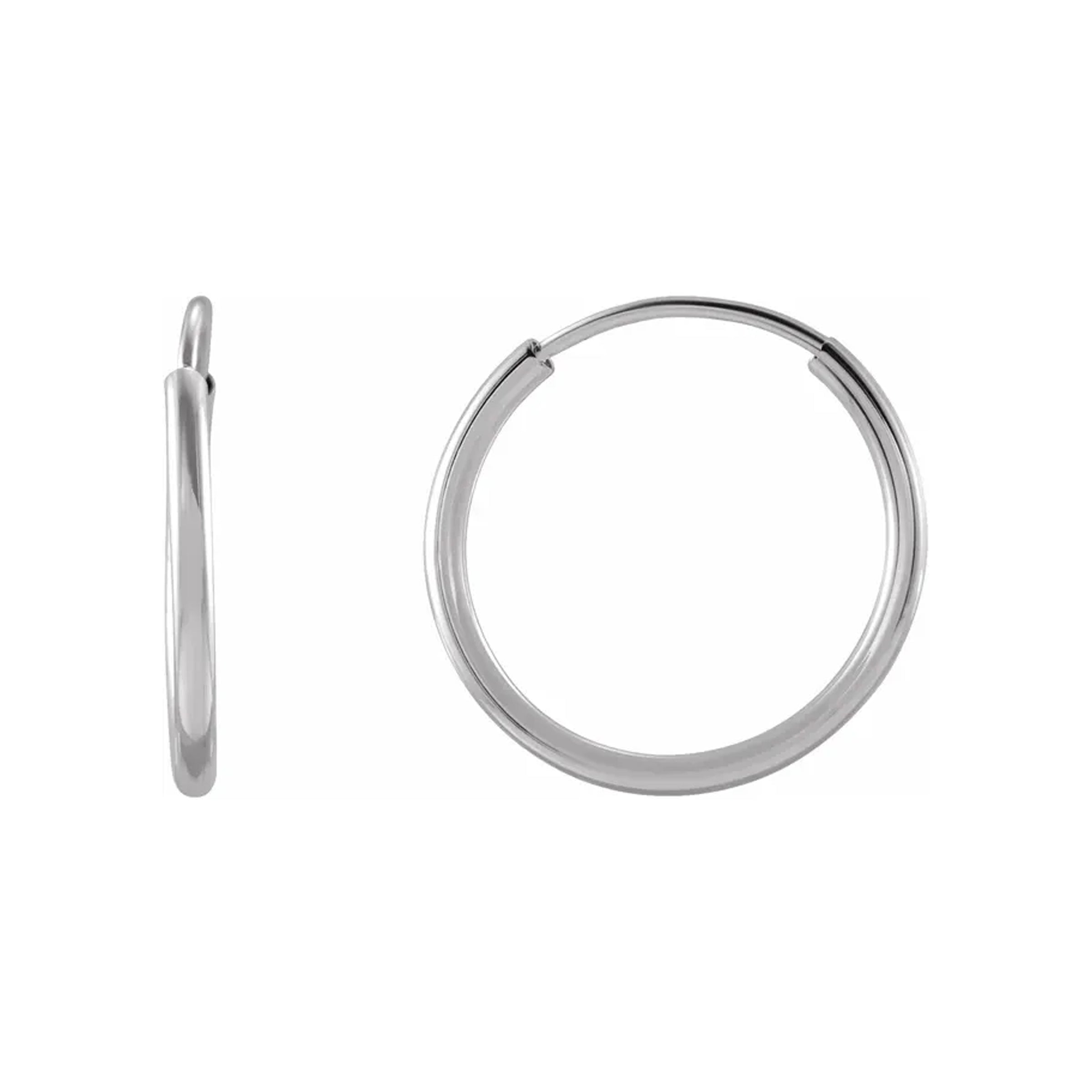 14K White Gold Tube Hoop Earrings