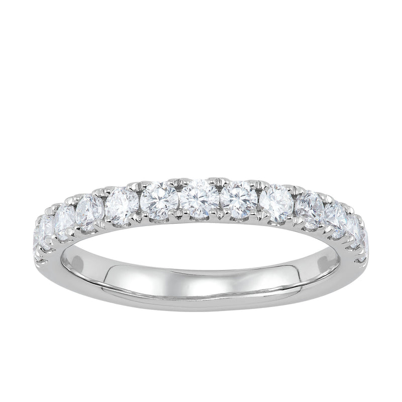 14K White Gold U-Style Round Lab-Grown Diamond Band img1