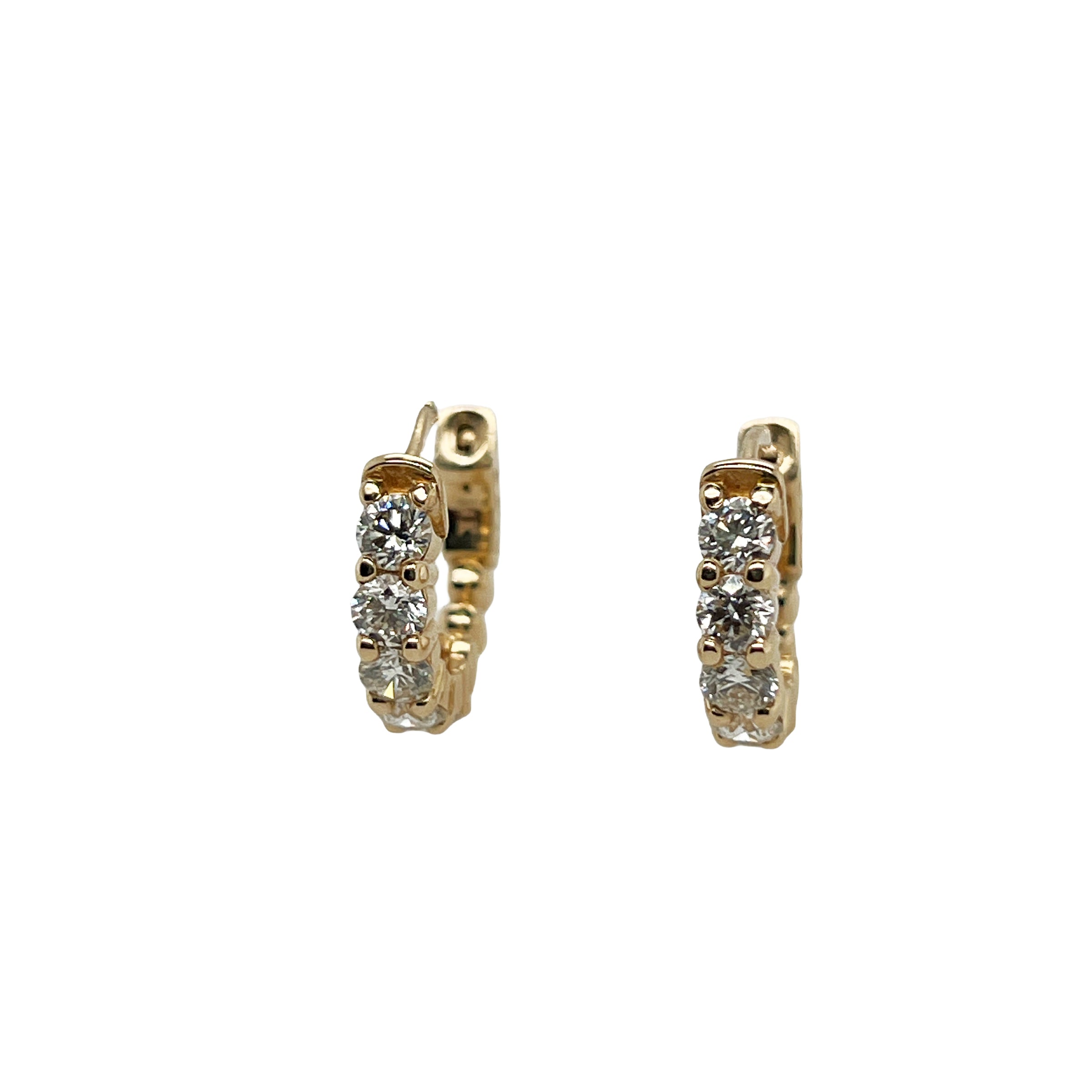 14K Yellow Diamonds Small Hoop Earrings