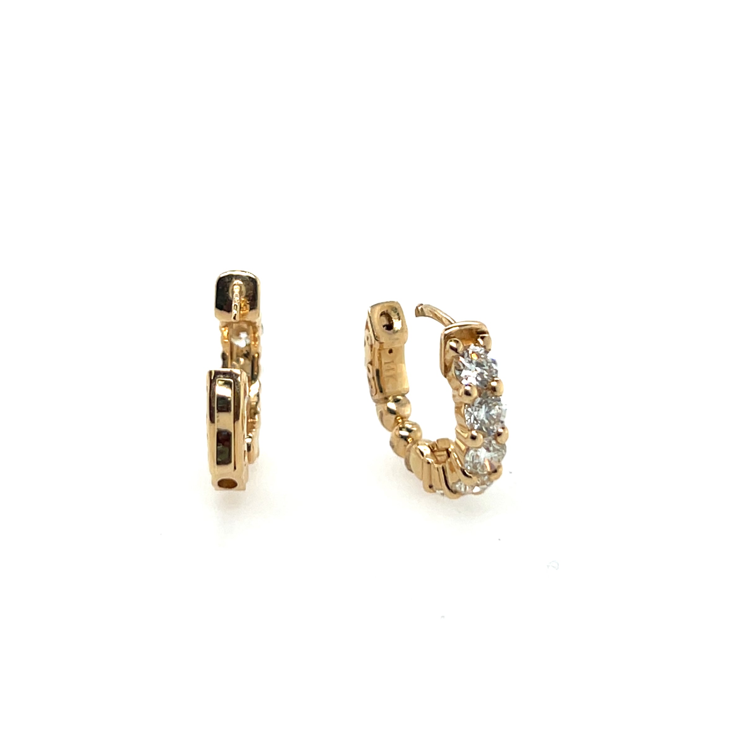 14K Yellow Diamonds Small Hoop Earrings img2