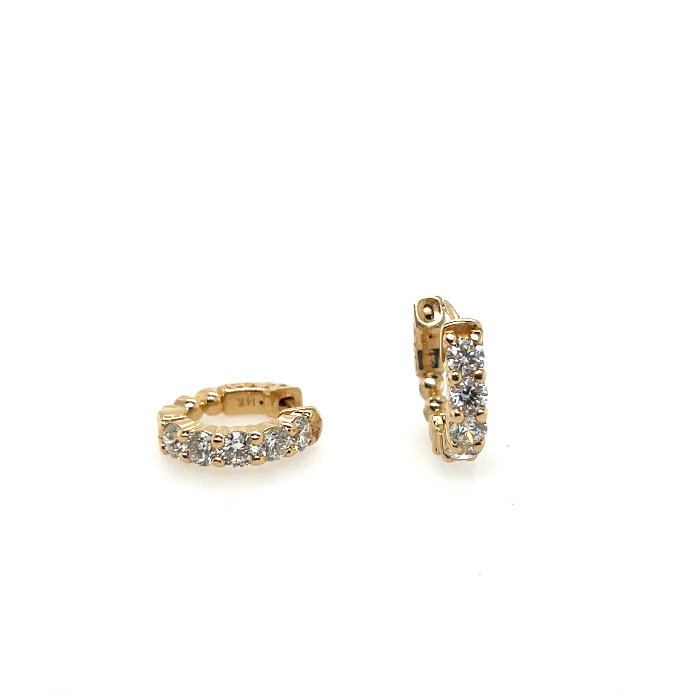 14K Yellow Diamonds Small Hoop Earrings img3