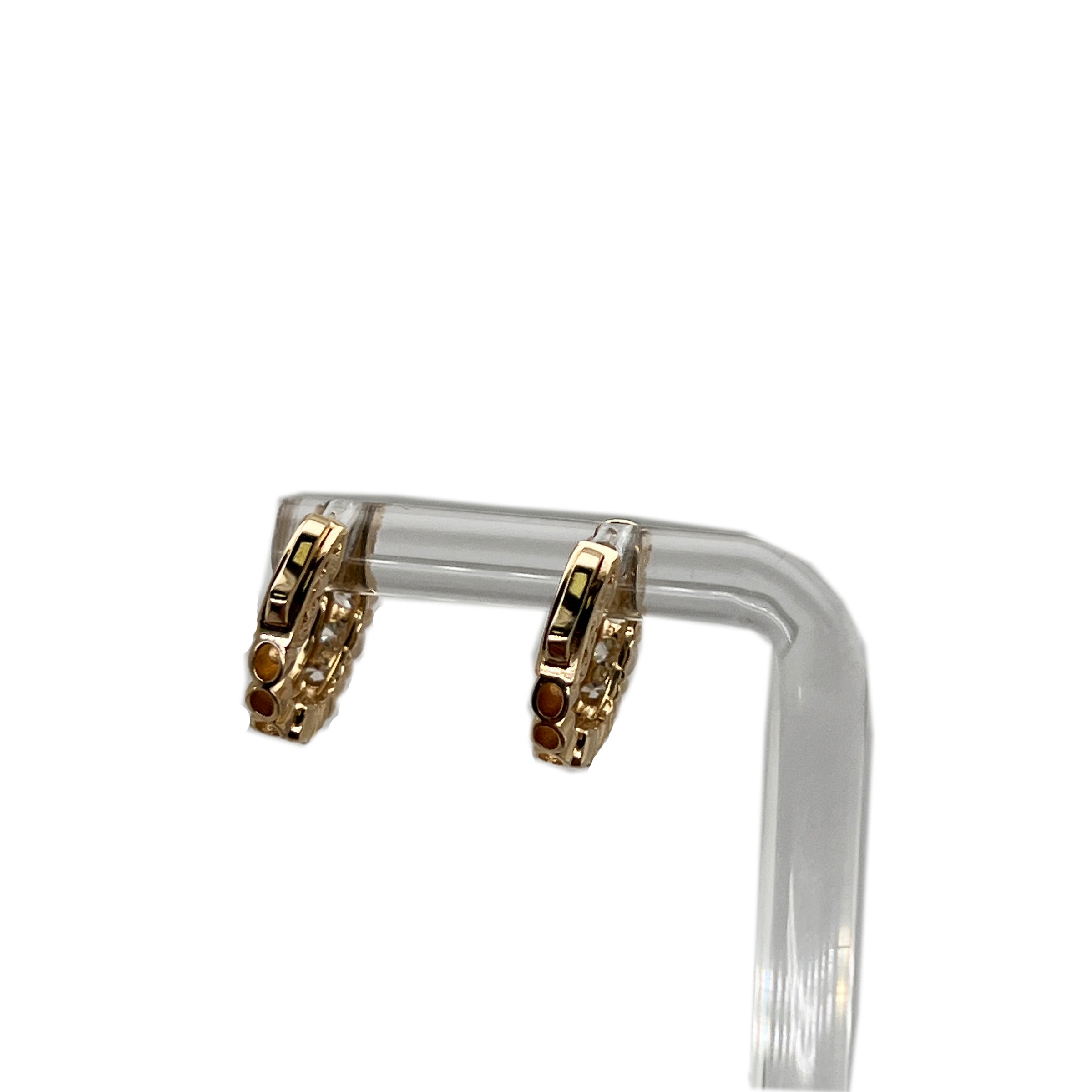 14K Yellow Diamonds Small Hoop Earrings img4