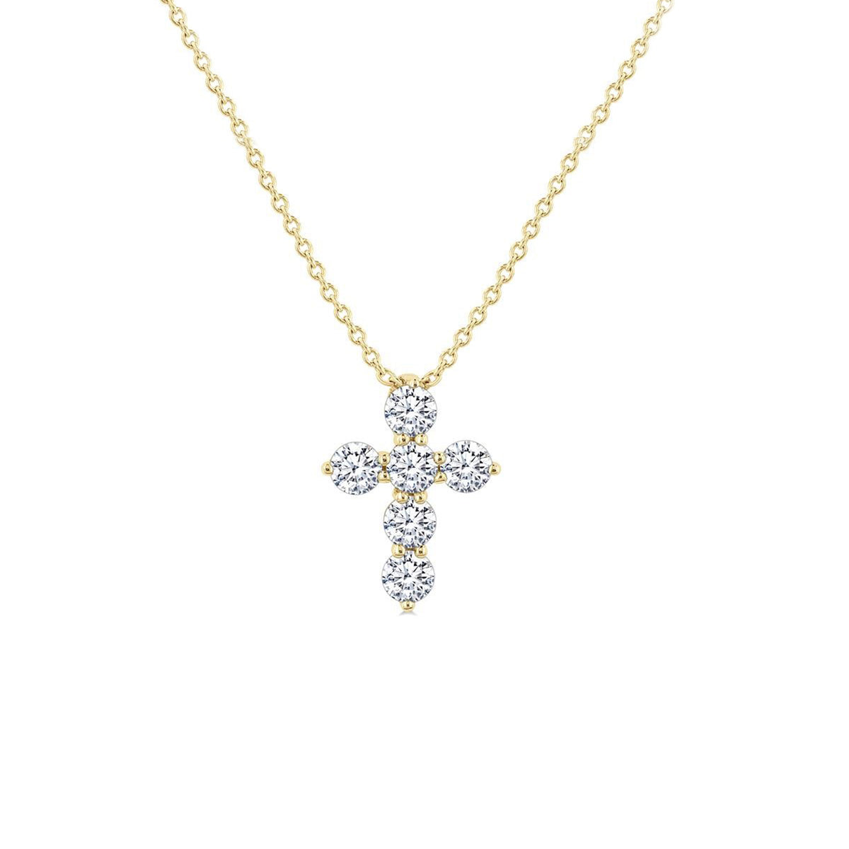 14K Yellow Gold .35 Carat Diamond Cross Necklace