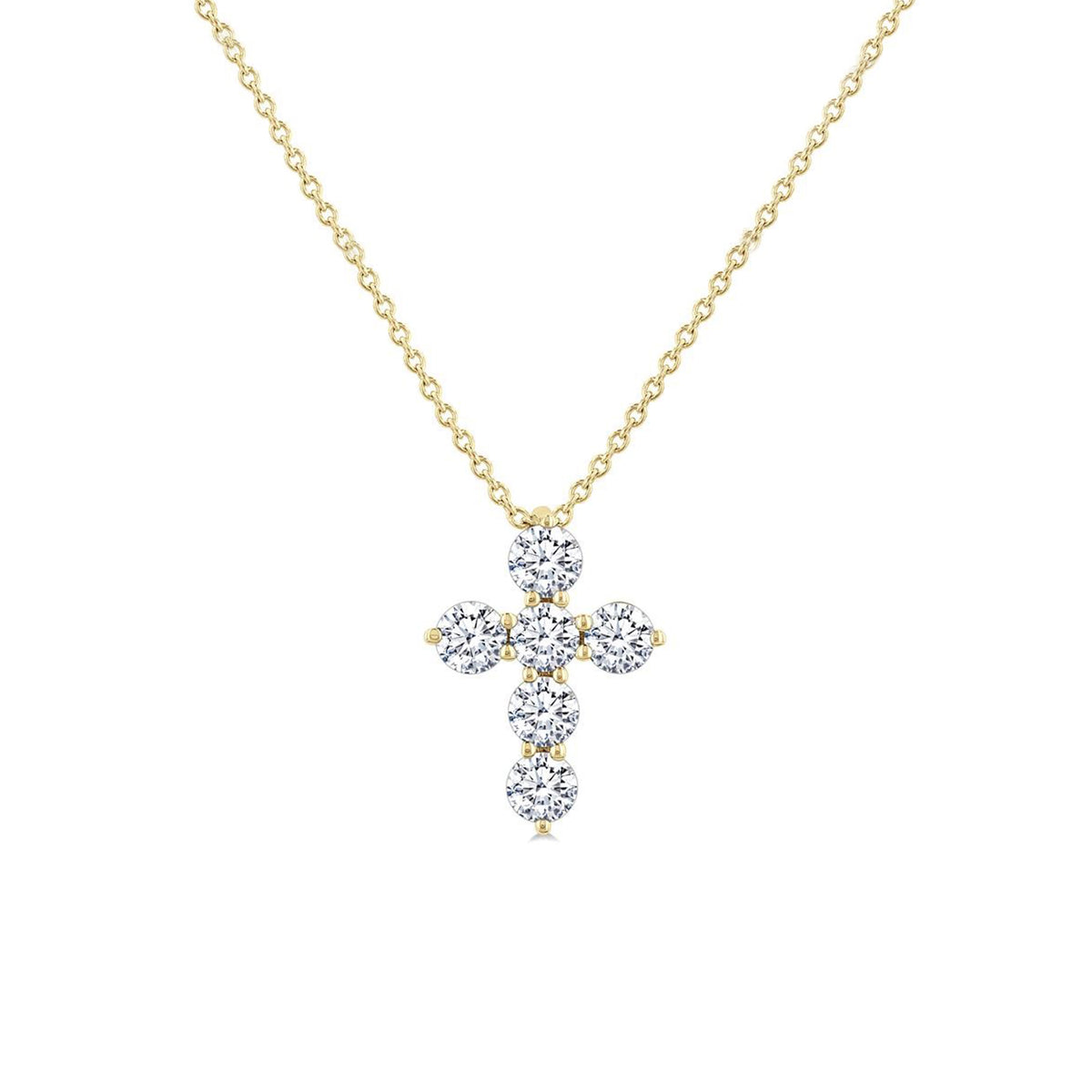 14K Yellow Gold .50 Carat Diamond Cross Necklace