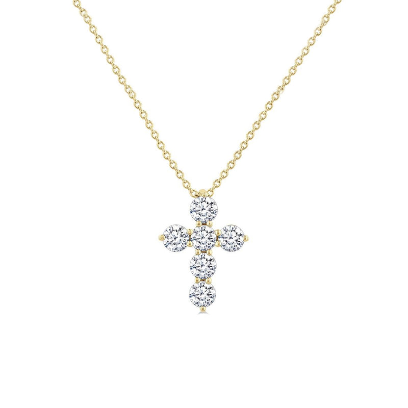 14K Yellow Gold .50 Carat Diamond Cross Necklace