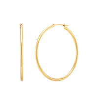 14K Yellow Gold 2x40MM Hoop Earrings img1