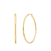 14K Yellow Gold 2x40MM Hoop Earrings img2