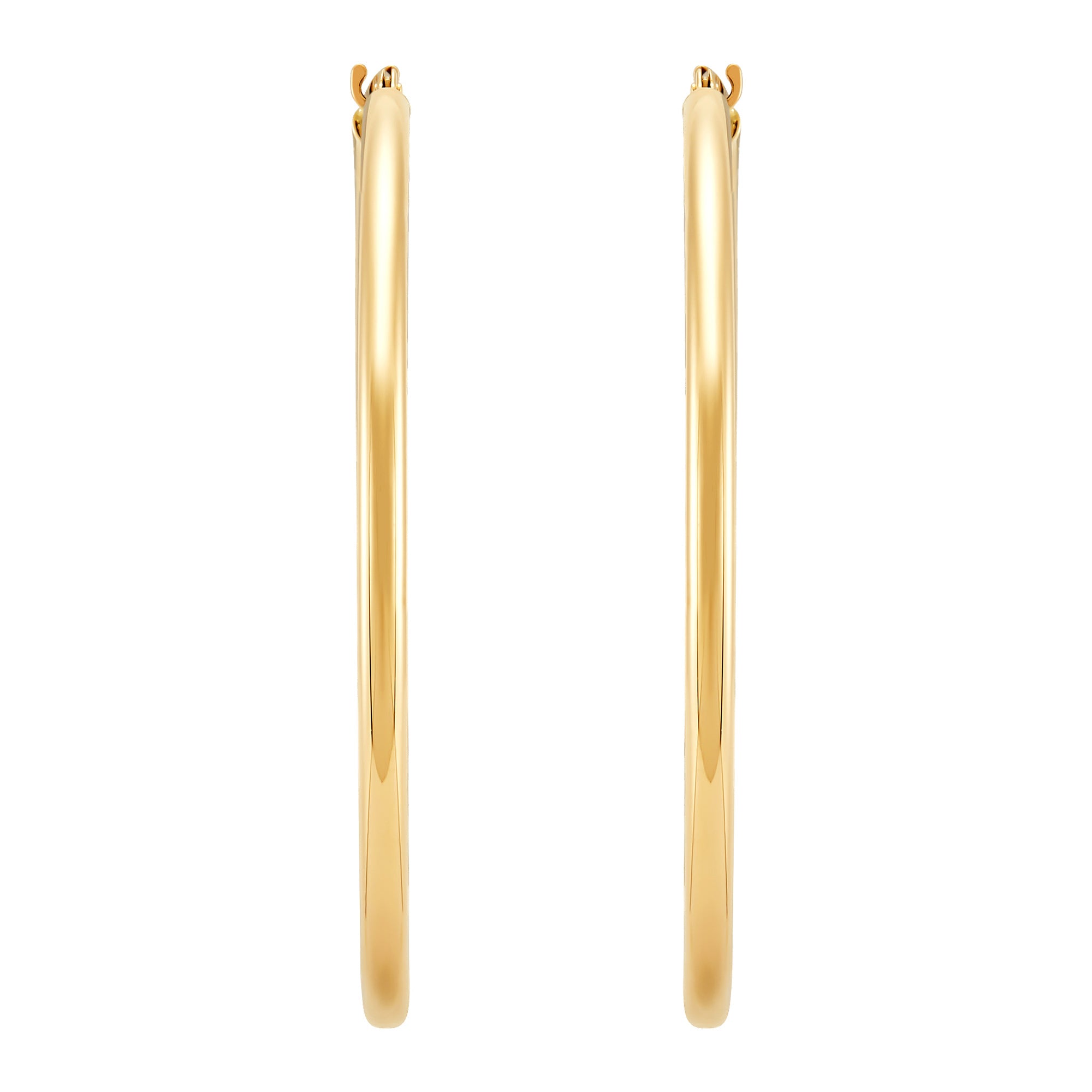 14K Yellow Gold 2x40MM Hoop Earrings img3