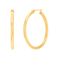 14K Yellow Gold 3x40MM Hoop Earrings