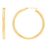 14K Yellow Gold 3x40MM Hoop Earrings img2
