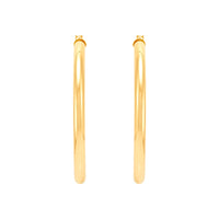 14K Yellow Gold 3x40MM Hoop Earrings img3