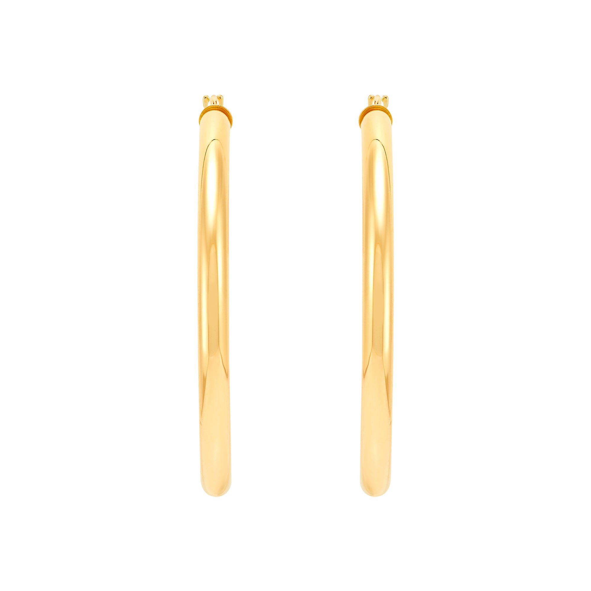 14K Yellow Gold 3x40MM Hoop Earrings img3