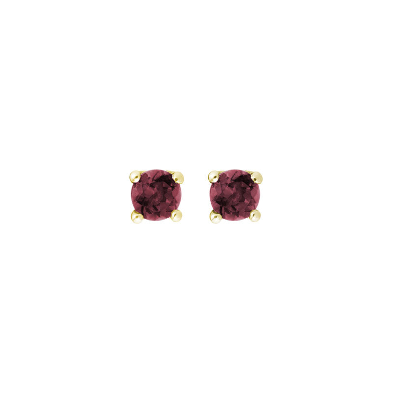 14K Yellow Gold 4MM Garnet Stud Earrings