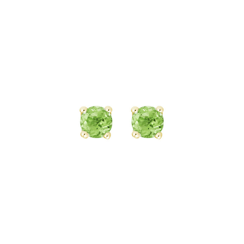 14K Yellow Gold 4MM Peridot Stud Earrings