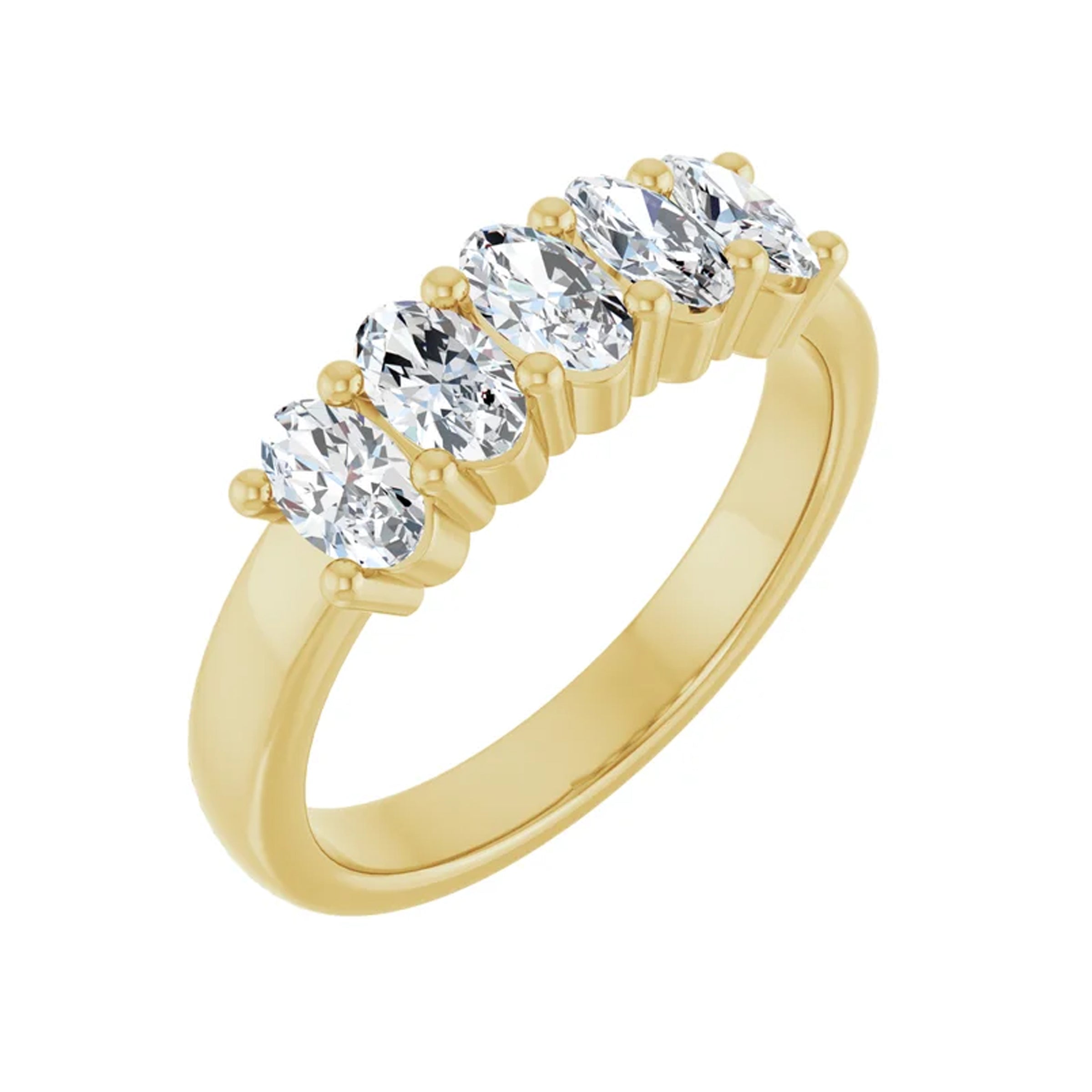 14K Yellow Gold 5-Stone Oval Cut Diamond Band img1