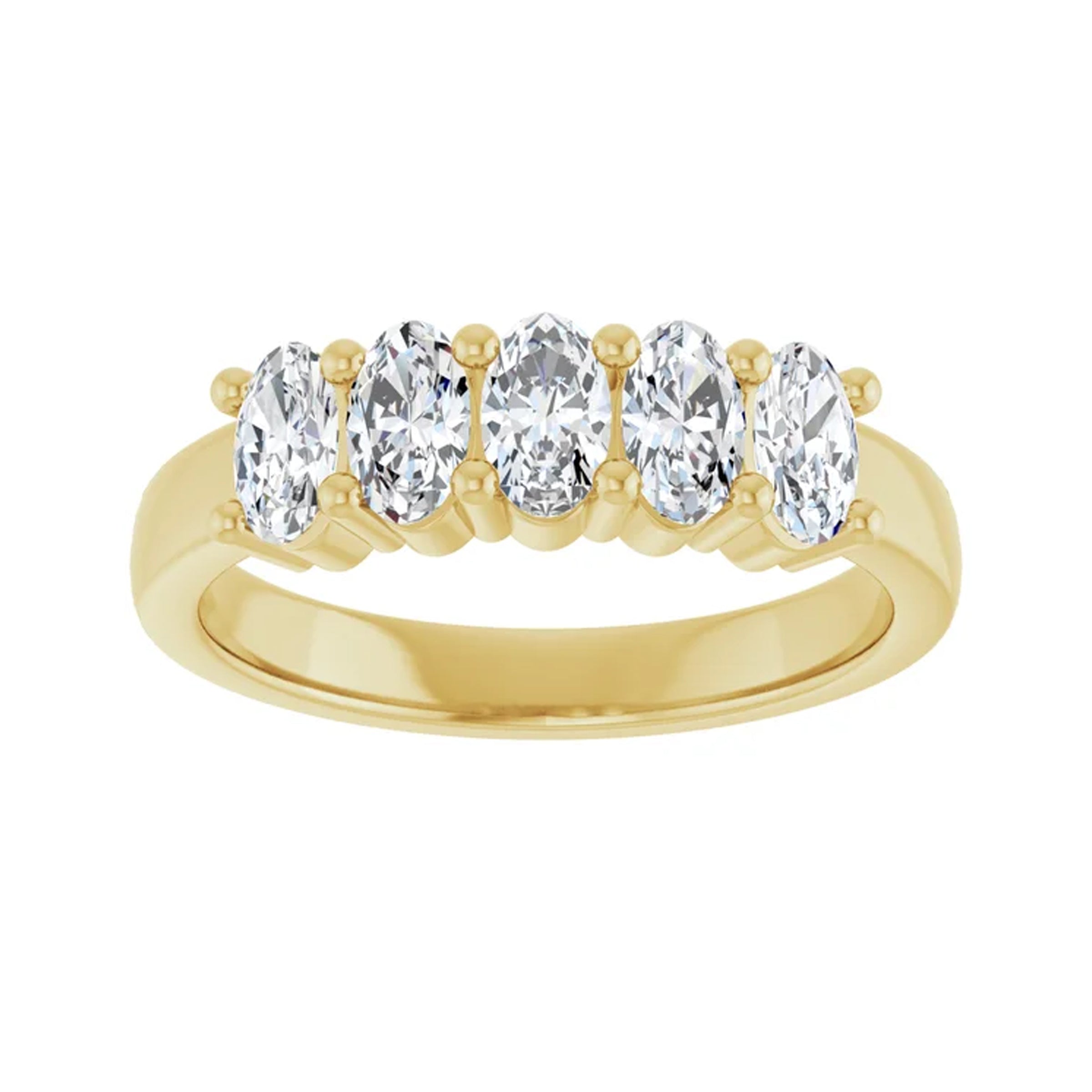 14K Yellow Gold 5-Stone Oval Cut Diamond Band img2