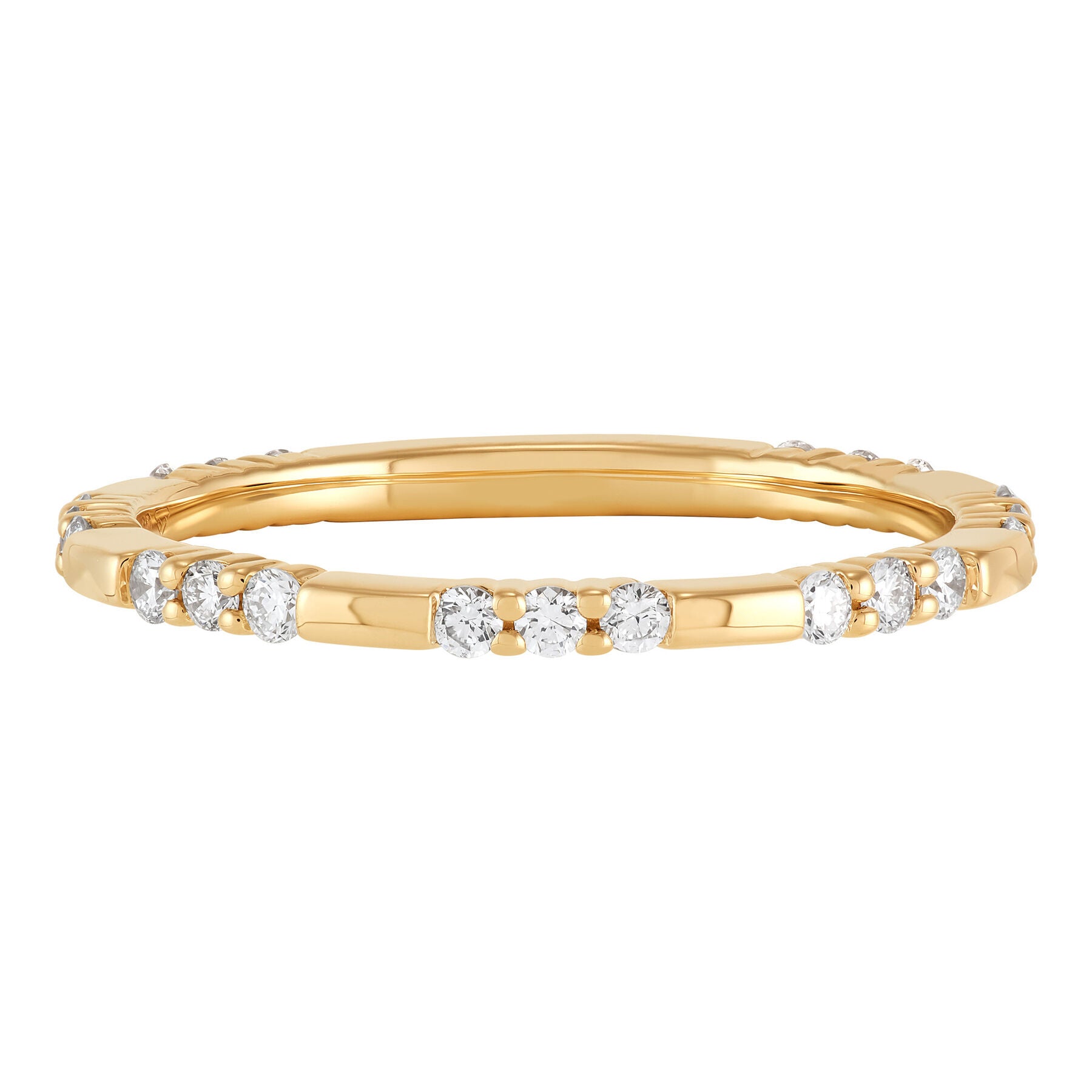 14K Yellow Gold 7-Station Lab-Grown Round Diamond Band img1