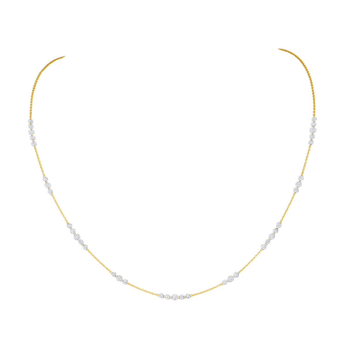 14K Yellow Gold 9 Station Diamond Necklace