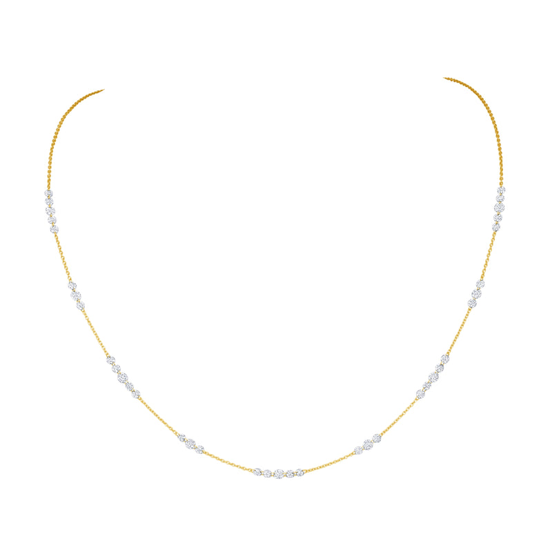 14K Yellow Gold 9 Station Diamond Necklace