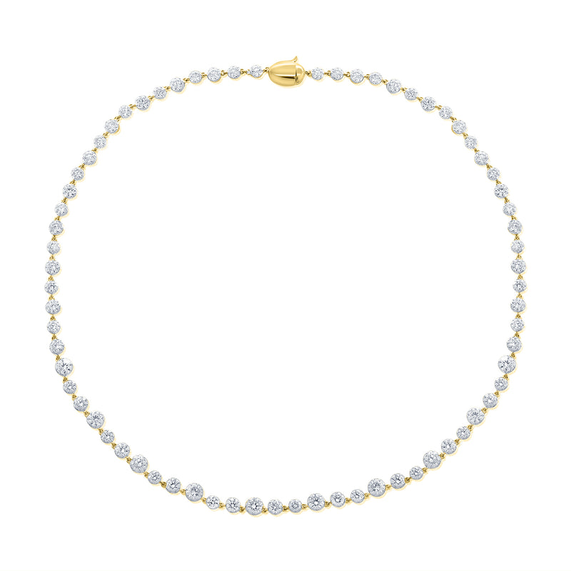 14K Yellow Gold Alternating Round Diamond Tennis Necklace