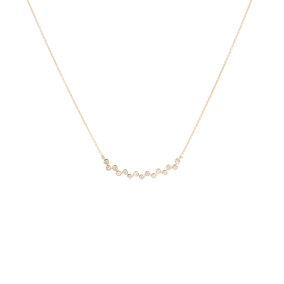 14K Yellow Gold Bezel Set Diamond Bar Necklace