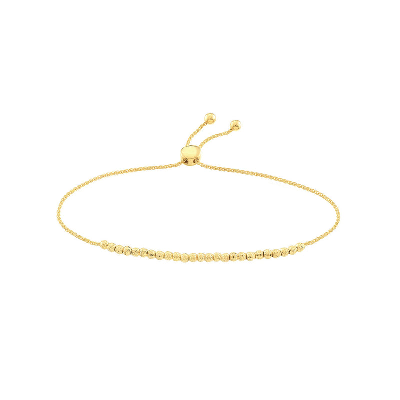 14K Yellow Gold Diamond-Cut Beaded Bolo Bracelet
