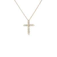 14K Yellow Gold Diamond Cross Necklace, 1.00 Carat