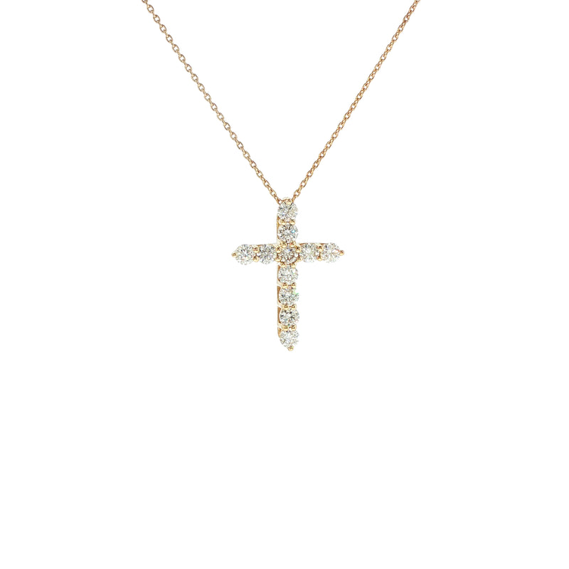 14K Yellow Gold Diamond Cross Necklace, 1.00 Carat