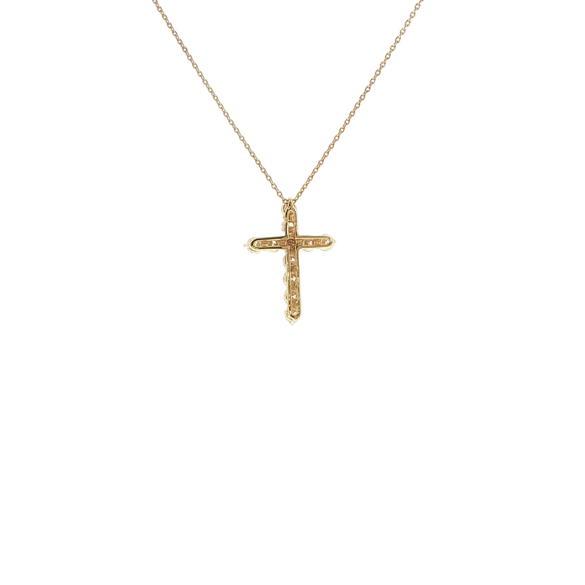 14K Yellow Gold Diamond Cross Necklace, 1.00 Carat img2