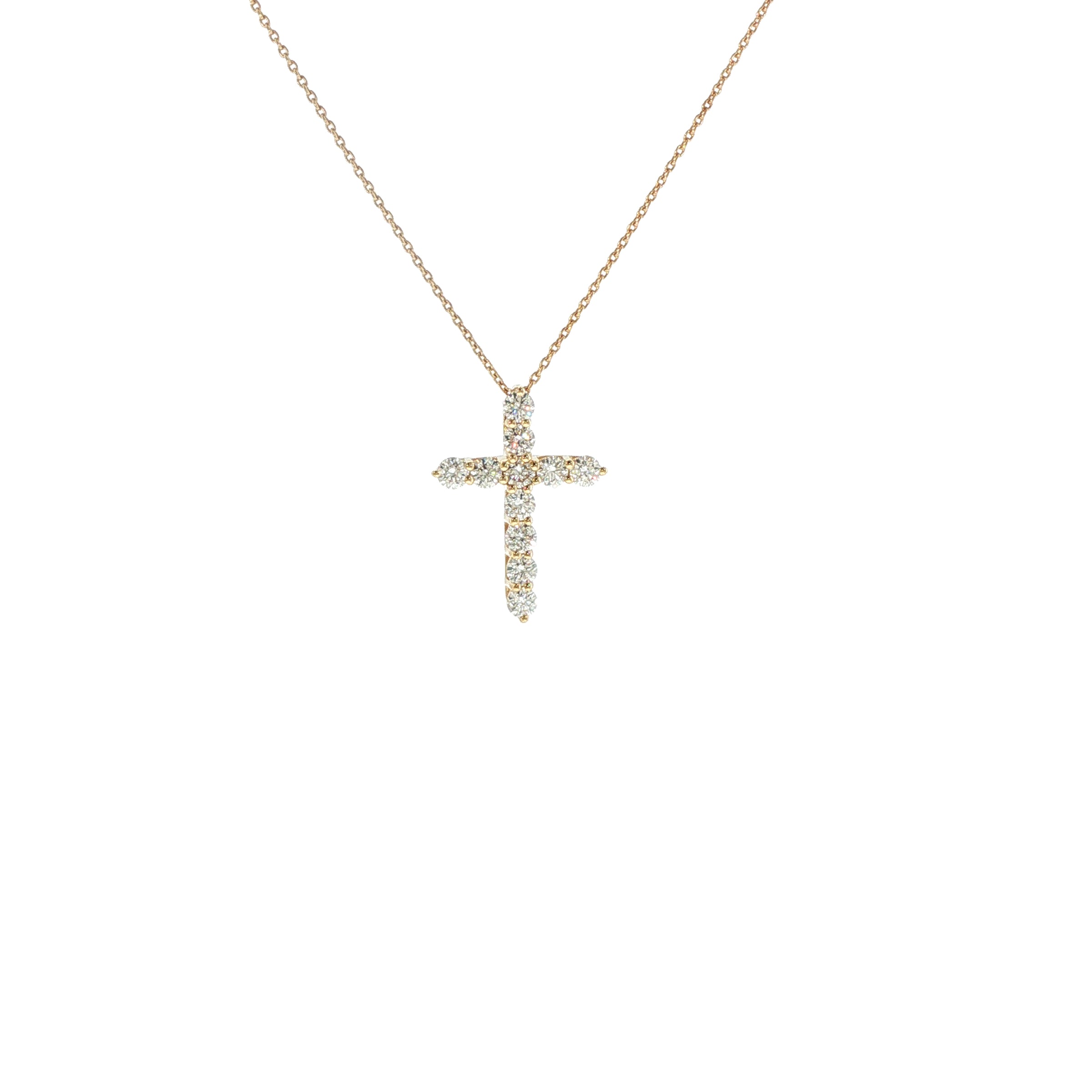 14K Yellow Gold Diamond Cross Necklace, 1.00 Carat img4