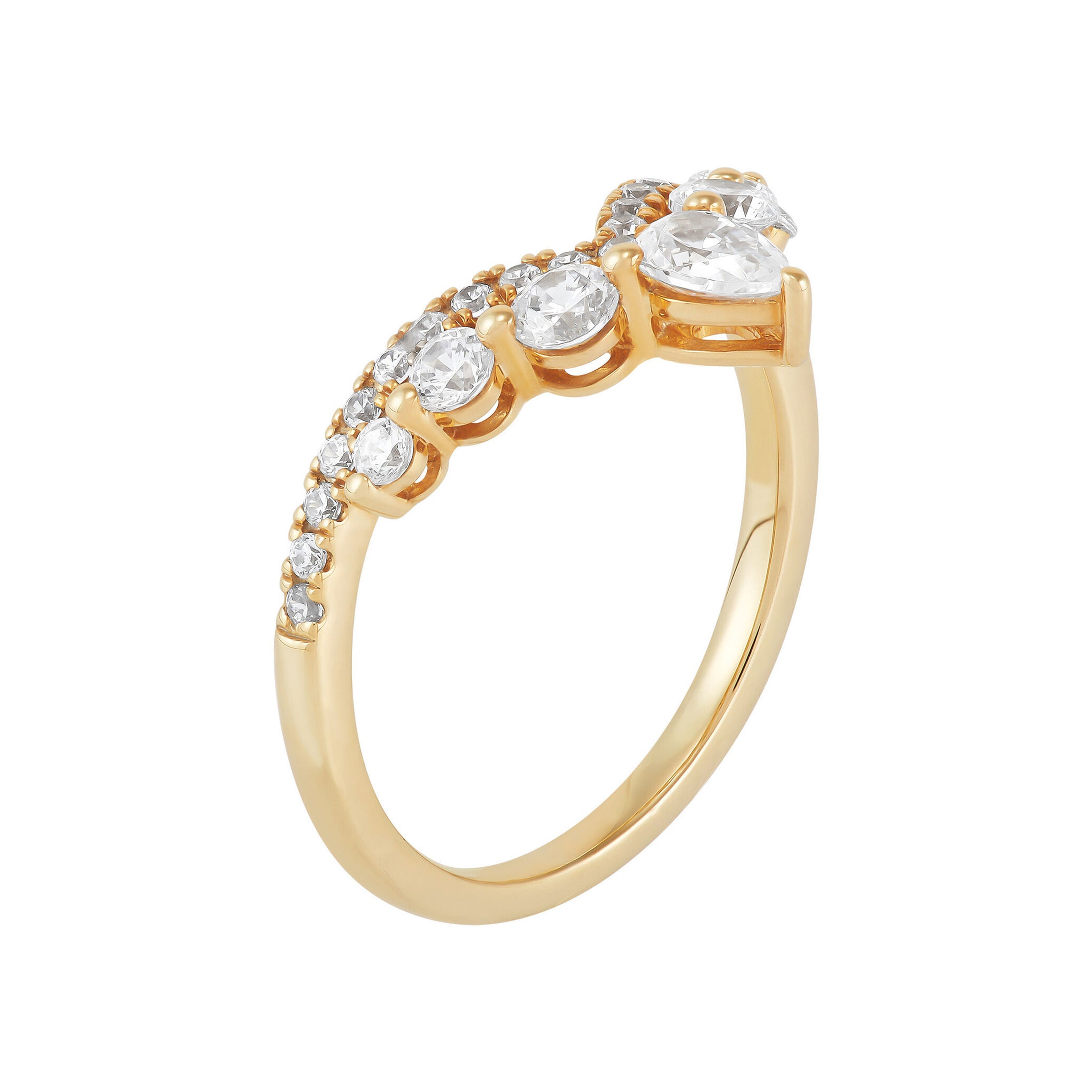 14K Yellow Gold Double Row Curved Lab-Grown Diamond Band img2