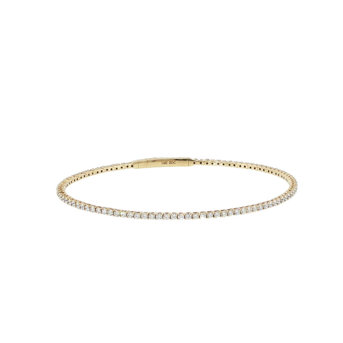 14K Yellow Gold Eternity Flexible Diamond Bangle Bracelet