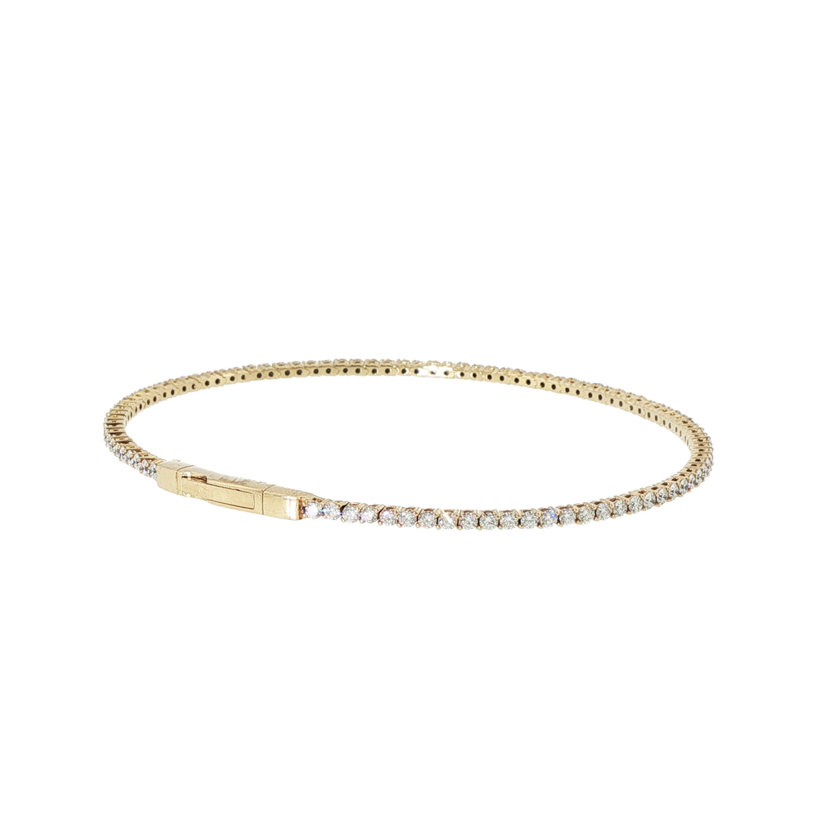 14K Yellow Gold Eternity Flexible Diamond Bangle Bracelet Image 1