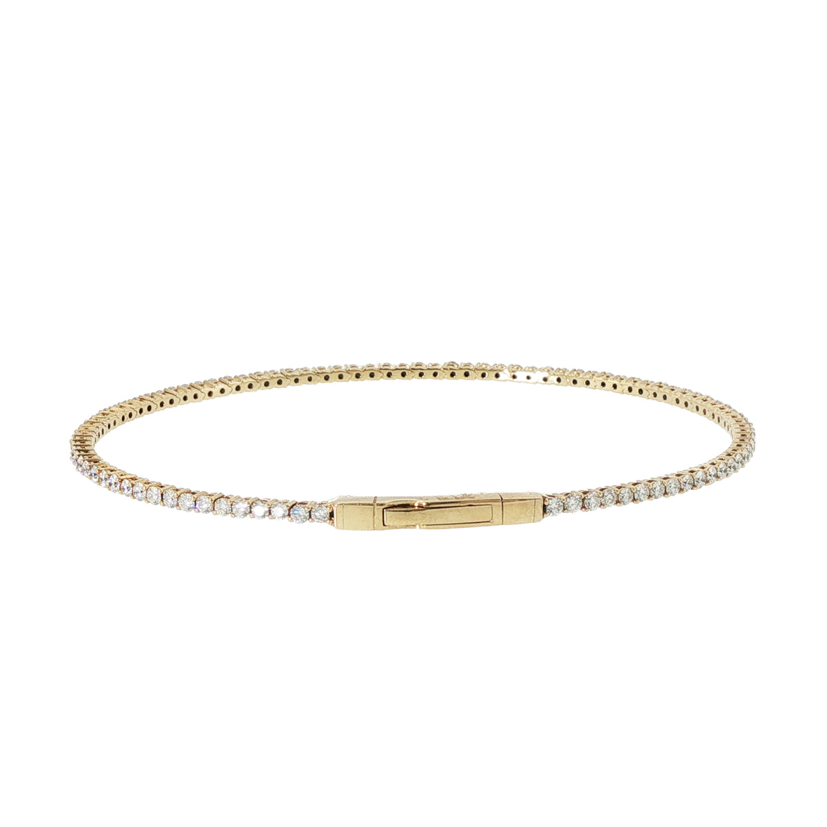 14K Yellow Gold Eternity Flexible Diamond Bangle Bracelet Image 2