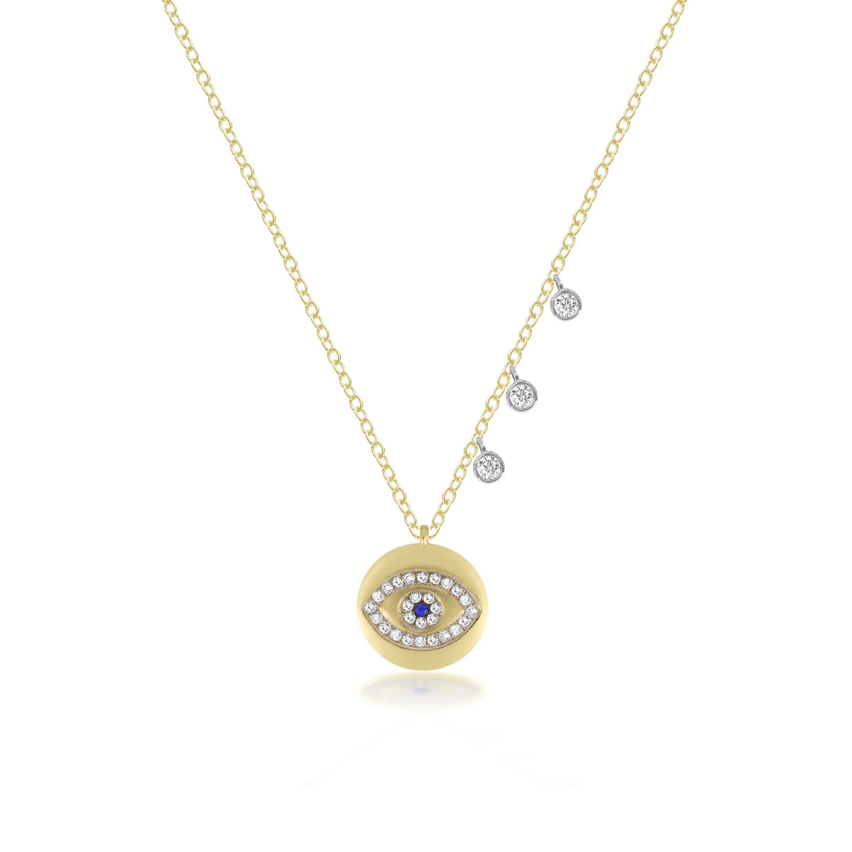 14K Yellow Gold Evil Eye Necklace