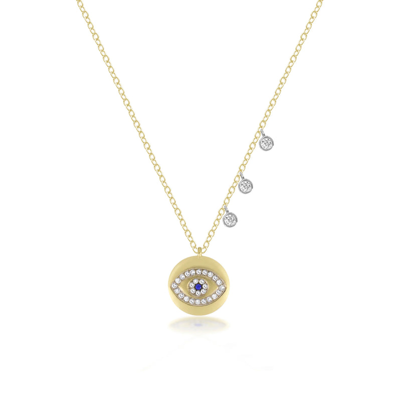 14K Yellow Gold Evil Eye Necklace