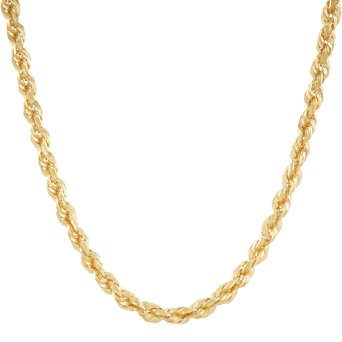 14K Yellow Gold Glitter Rope Chain, 20 Inches