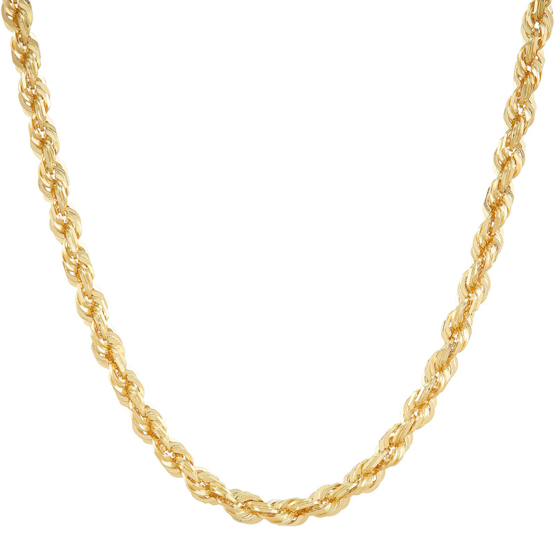 14K Yellow Gold Glitter Rope Chain, 20 Inches