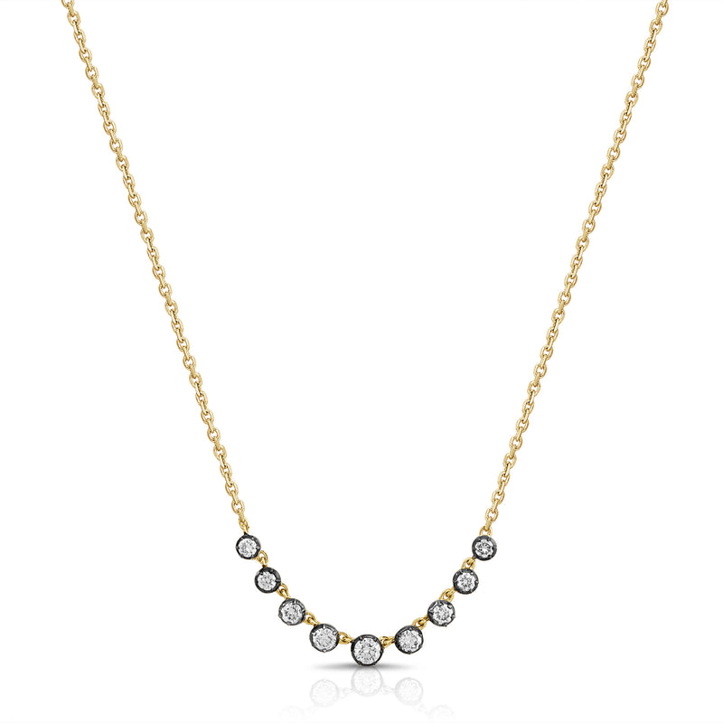 14K Yellow Gold Graduated Smile Diamond Necklace