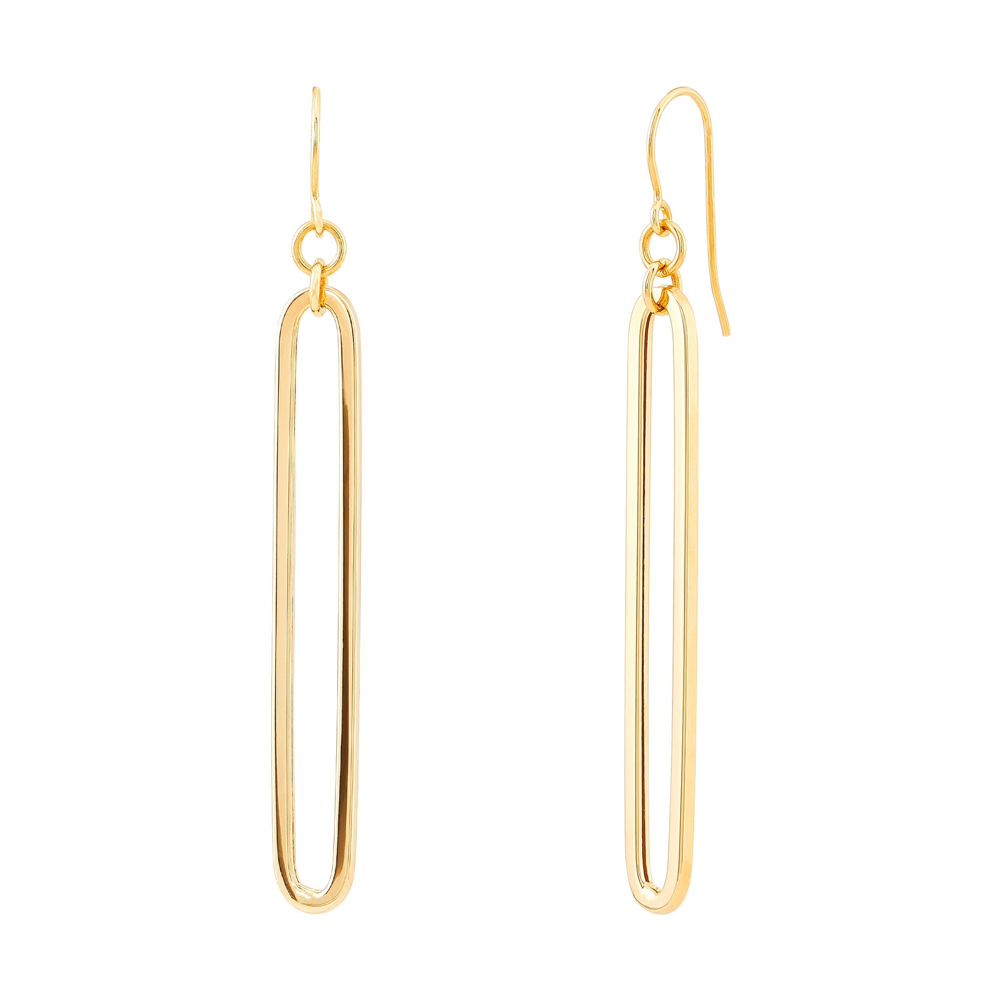 14K Yellow Gold Paperclip Drop Earrings