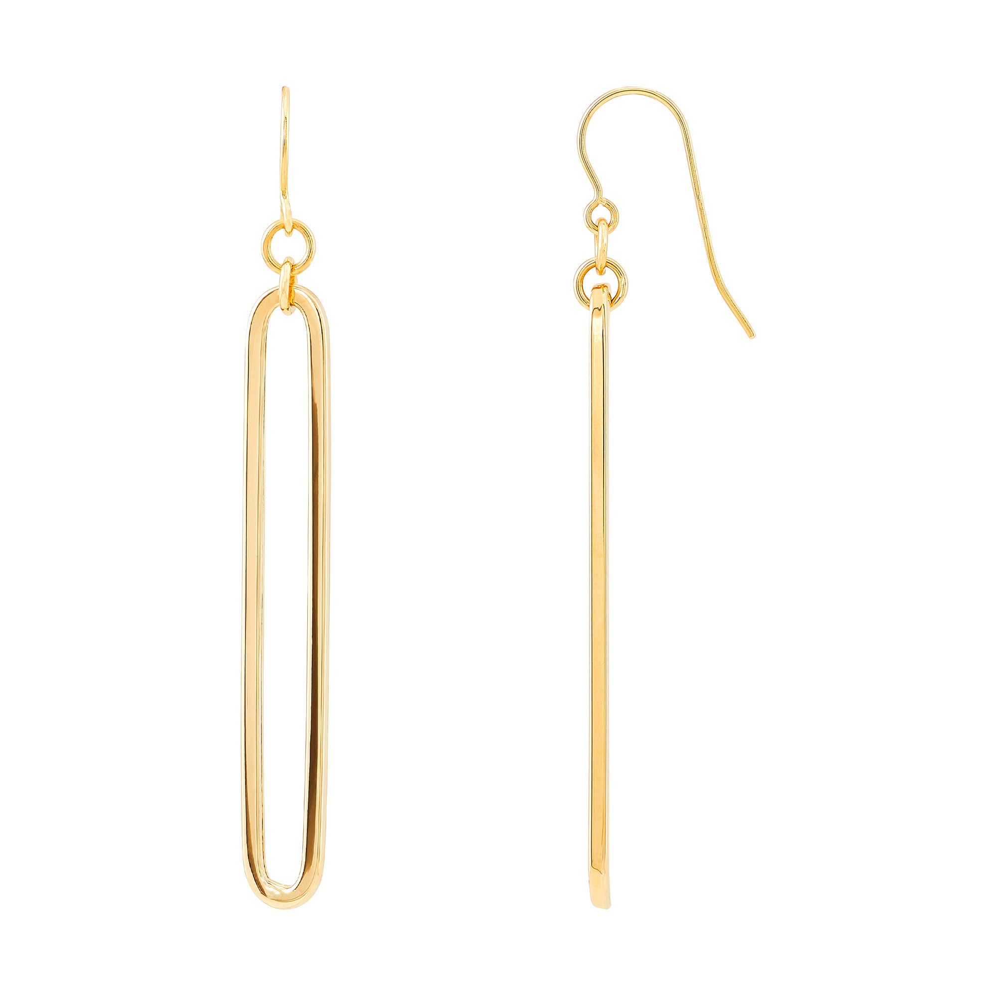 14K Yellow Gold Paperclip Drop Earrings img2