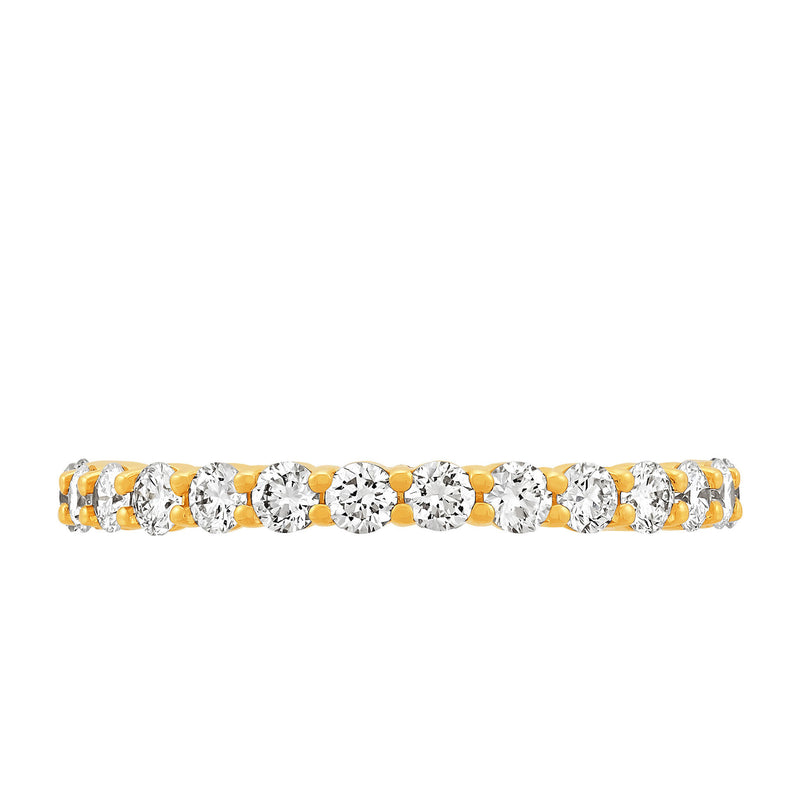 14K Yellow Gold Prong Sharing Round Lab-Grown Diamond Band img1