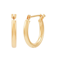 14K Yellow Gold Small Tube Hoop Earrings