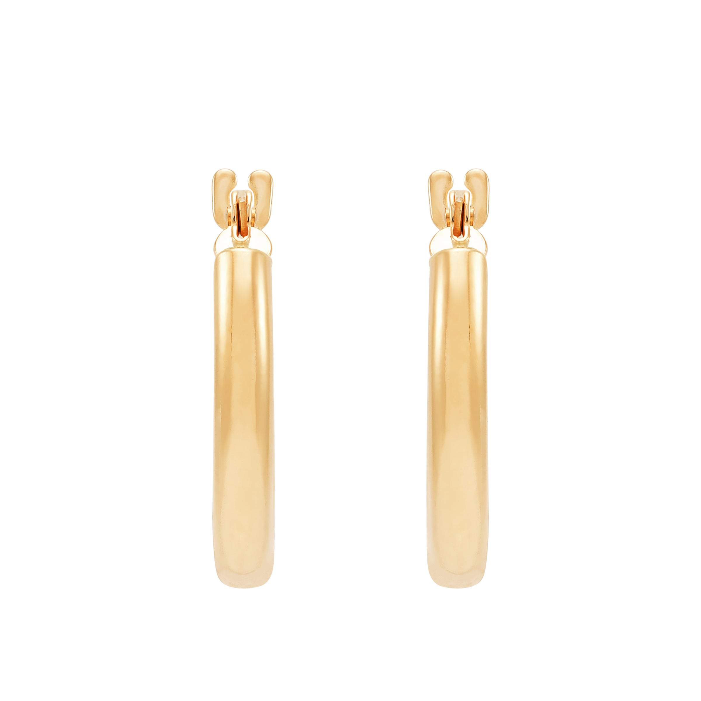 14K Yellow Gold Small Tube Hoop Earrings img2